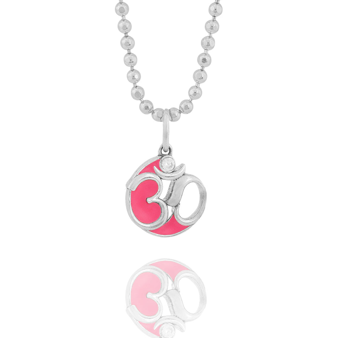 Pink Om (Pendant-Silver)