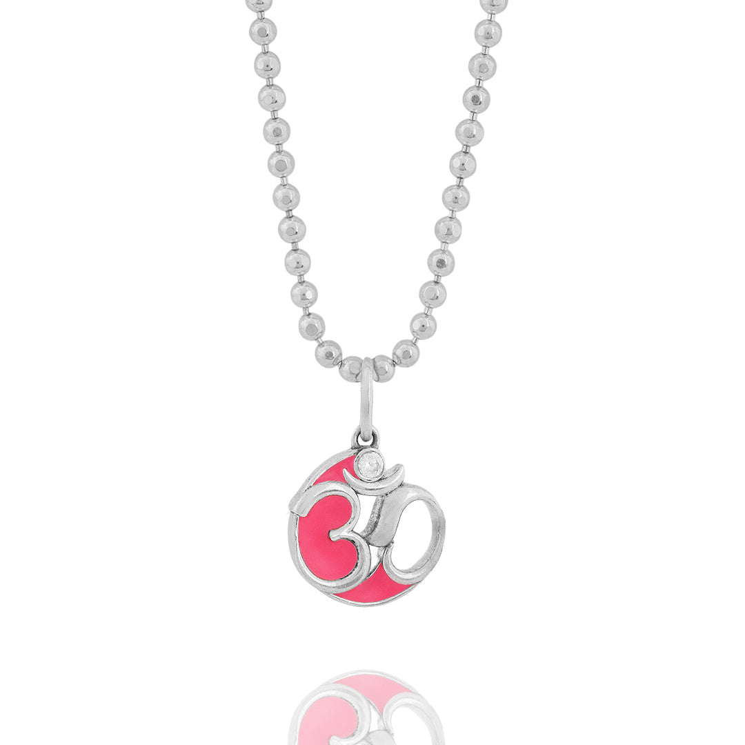 Pink Om (Pendant-Silver)