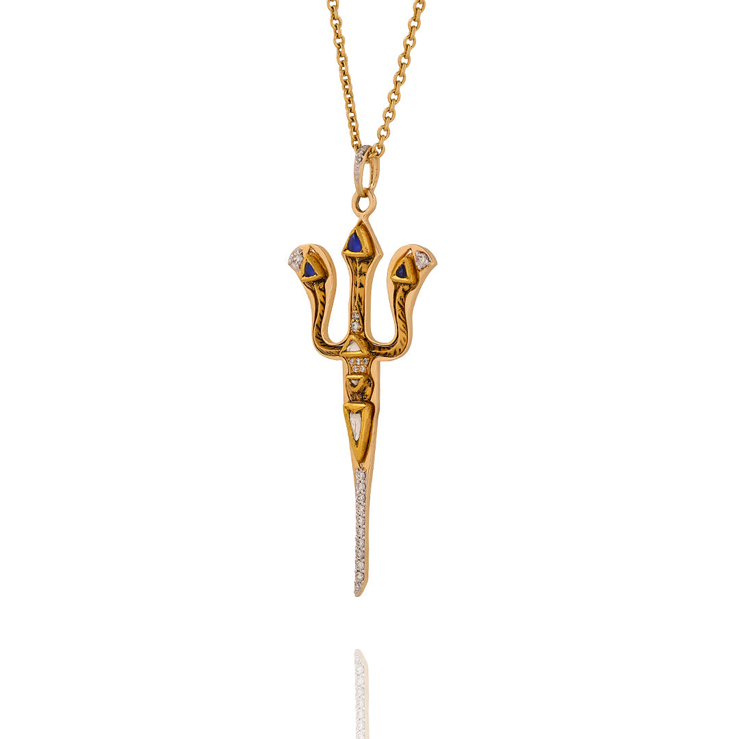 The Polki Kundan Tanzanite Trishul pendant (Gold-22kt)