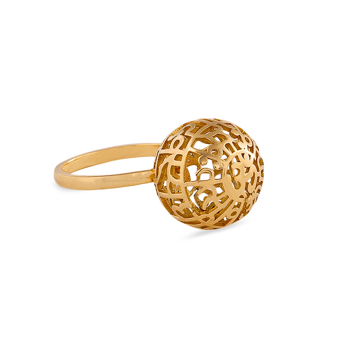 Gayatri Mantra Globe Ring (Small-Gold)