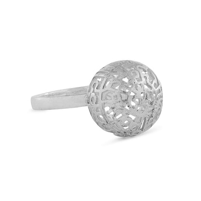 Gayatri Mantra Globe Ring (Small-Silver)