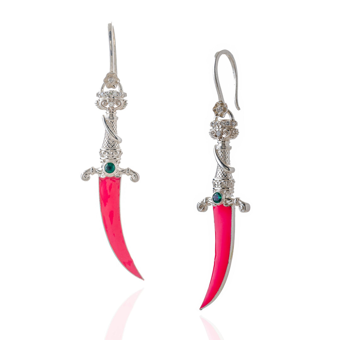 Kirpan Inspired Earrings (Silver) (Without jacket)