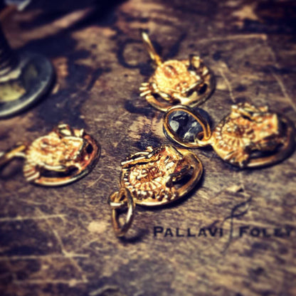 Charm of Goddess Durga Pendant-Gold (Mini Sculptural)