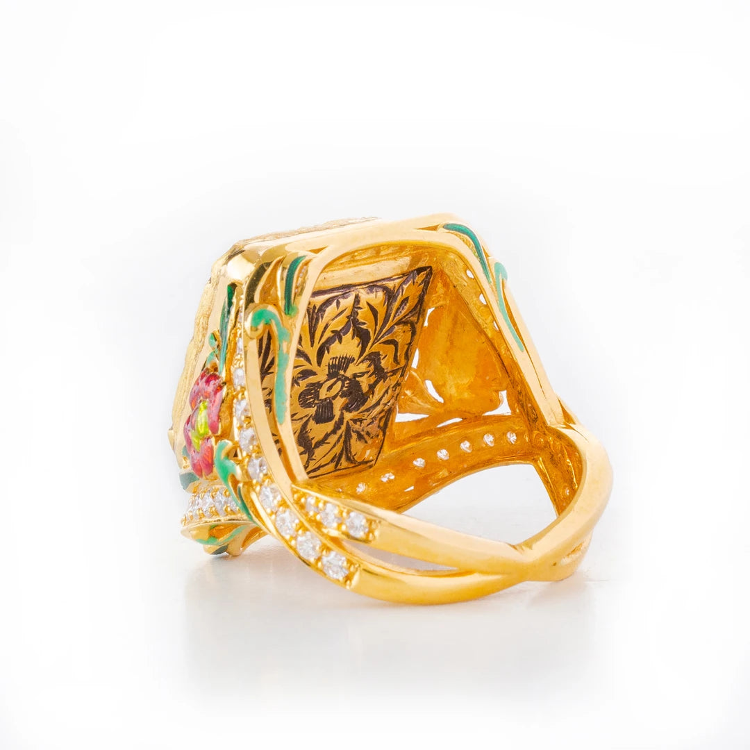 The Royal Wilder Rose Ring (Large Polki Squarish)